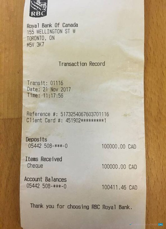 Download Canada RBC bank check Photoshop template